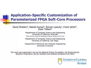 Application-Specific Customization of Parameterized FPGA Soft-Core Processors