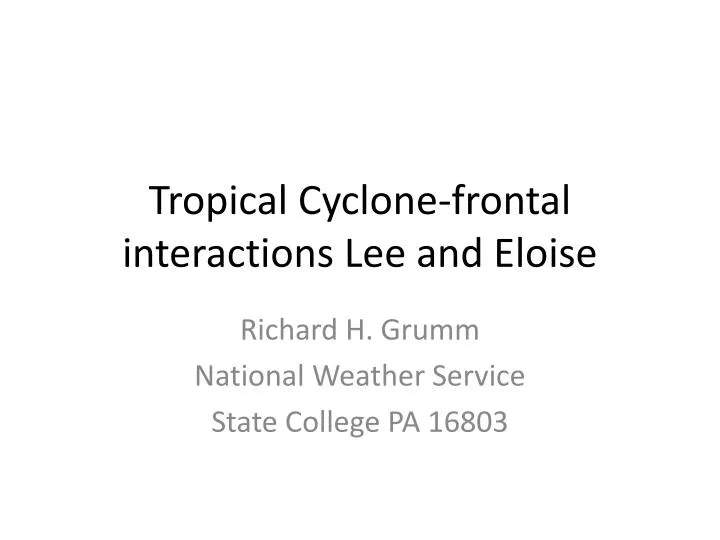 tropical cyclone frontal interactions lee and eloise