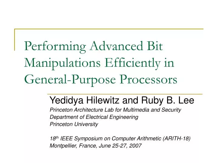 performing advanced bit manipulations efficiently in general purpose processors