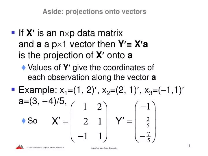aside projections onto vectors
