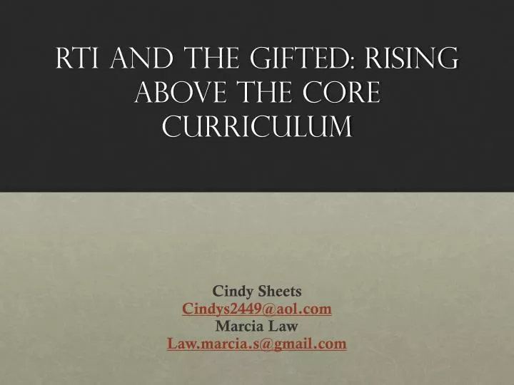 rti and the gifted rising above the core curriculum