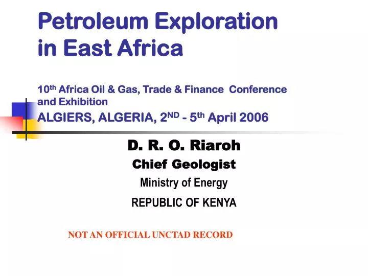 d r o riaroh chief geologist ministry of energy republic of kenya