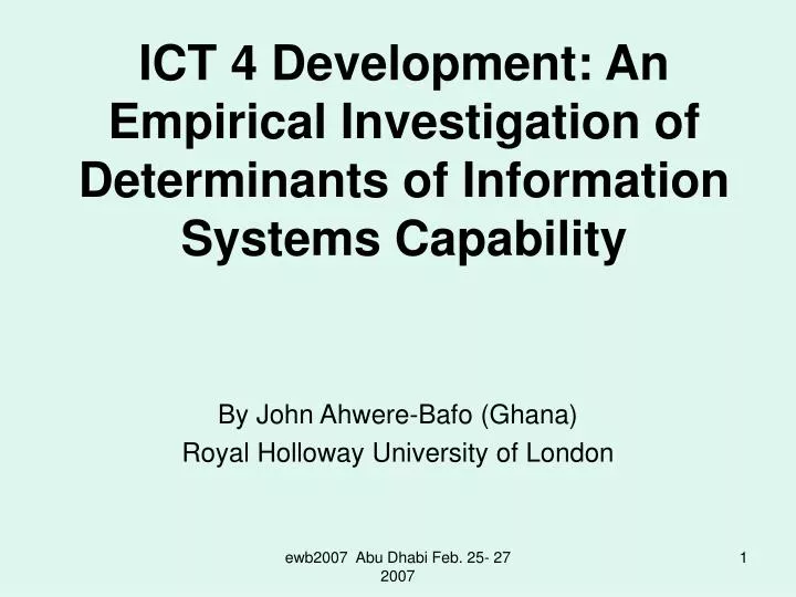 ict 4 development an empirical investigation of determinants of information systems capability