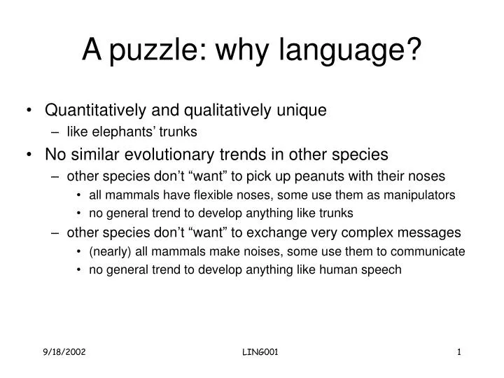 a puzzle why language