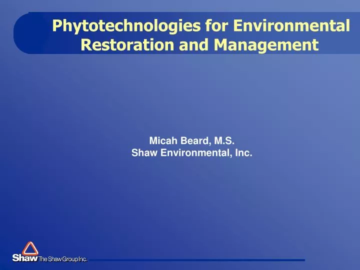 phytotechnologies for environmental restoration and management