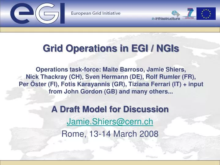 a draft model for discussion jamie shiers@cern ch rome 13 14 march 2008