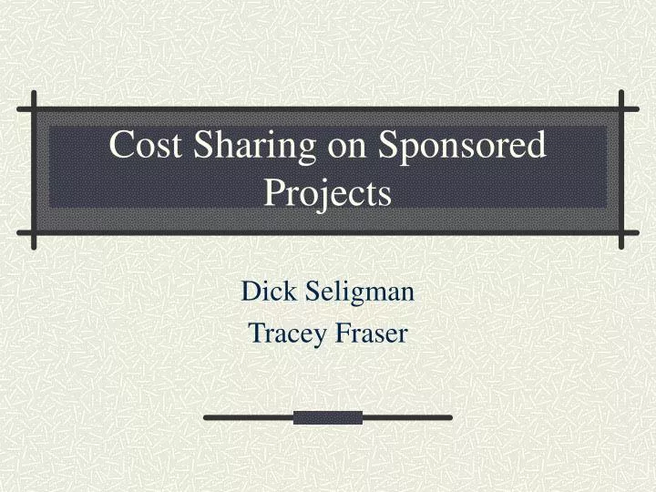 cost sharing on sponsored projects