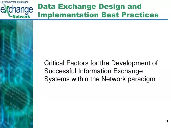 data exchange design and implementation best practices