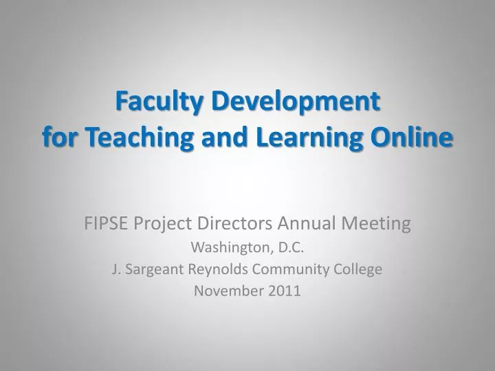 faculty development for teaching and learning online