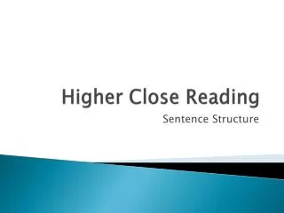Higher Close Reading
