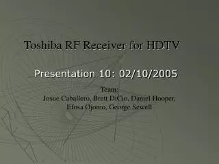 Toshiba RF Receiver for HDTV