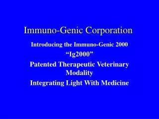 Immuno-Genic Corporation