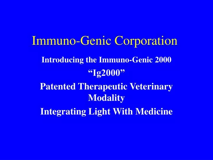 immuno genic corporation