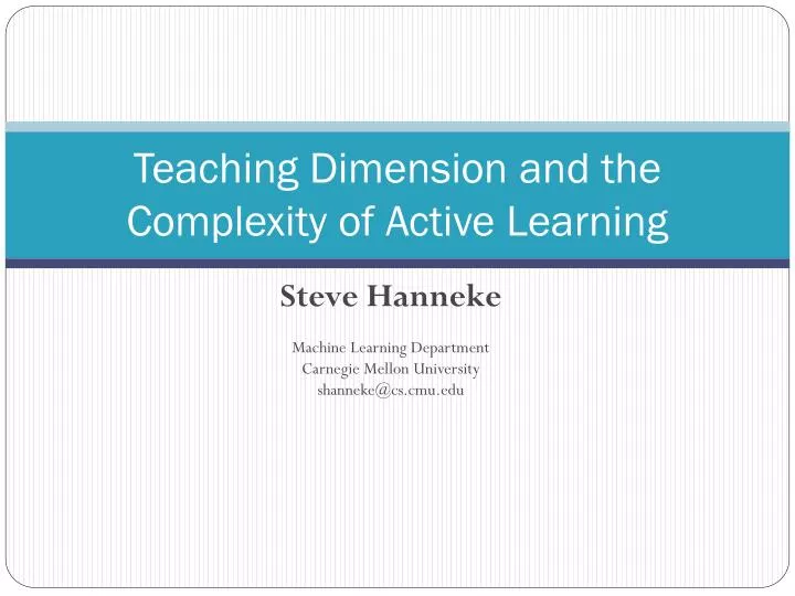 teaching dimension and the complexity of active learning