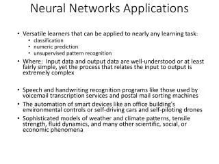 Neural Networks Applications