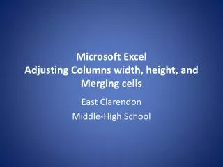 Microsoft Excel Adjusting Columns width, height, and M erging cells