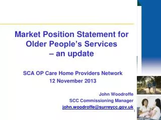 market position statement for older people s services an update