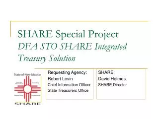 SHARE Special Project DFA STO SHARE Integrated Treasury Solution