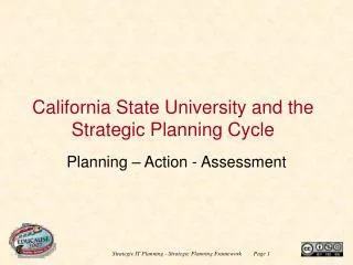 California State University and the Strategic Planning Cycle