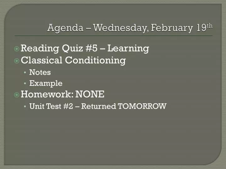 agenda wednesday february 19 th