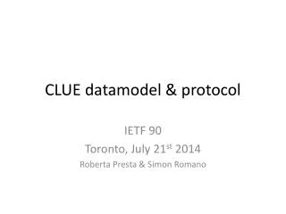 CLUE datamodel &amp; protocol