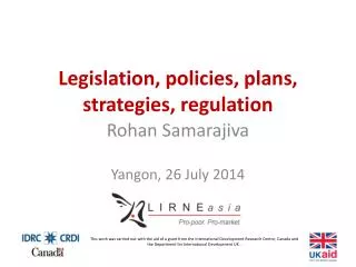 Legislation, policies, plans, strategies, regulation