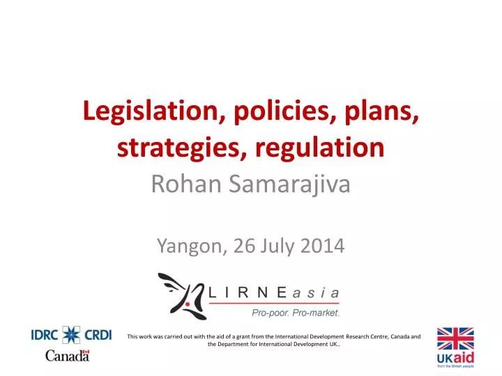 legislation policies plans strategies regulation