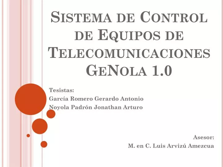 sistema de control de equipos de telecomunicaciones genola 1 0