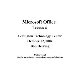 Microsoft Office Lesson 4