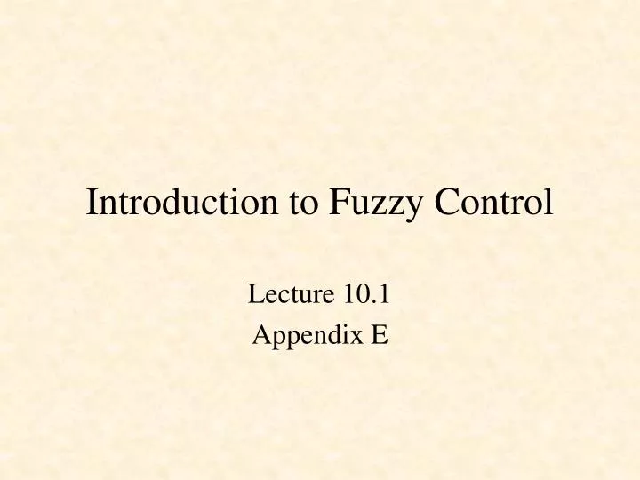 introduction to fuzzy control