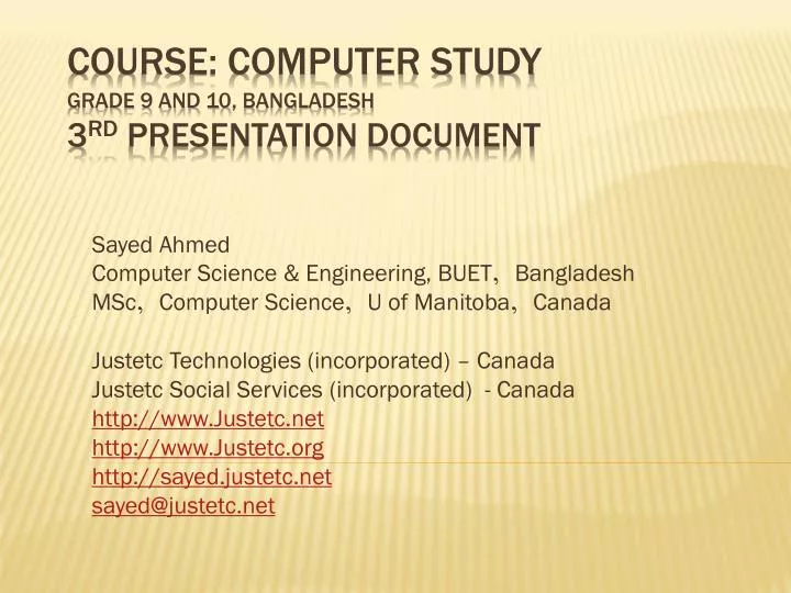 course computer study grade 9 and 10 bangladesh 3 rd presentation document
