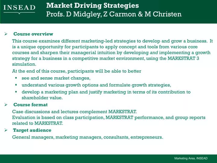 market driving strategies profs d midgley z carmon m christen