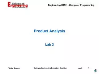 Product Analysis