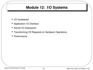 Module 12: I/O Systems