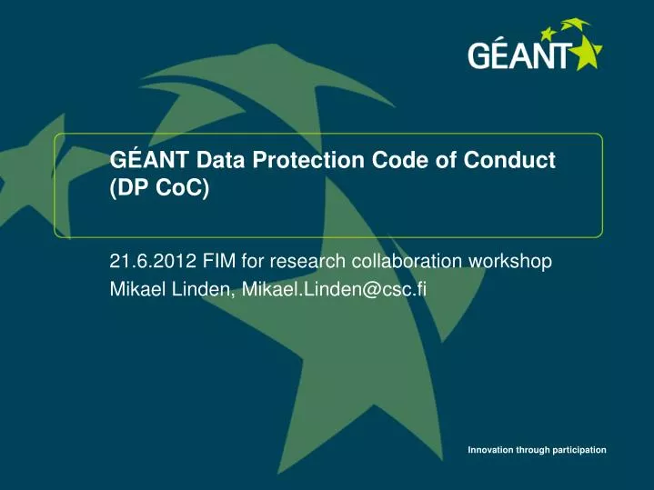 g ant data protection code of conduct dp coc