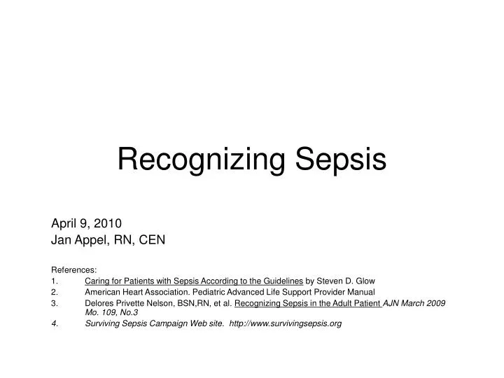 recognizing sepsis