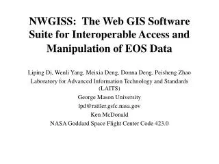 NWGISS: The Web GIS Software Suite for Interoperable Access and Manipulation of EOS Data