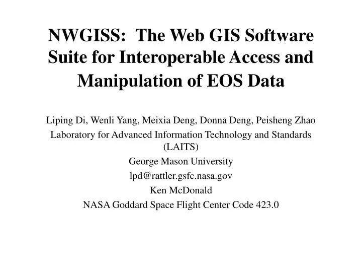 nwgiss the web gis software suite for interoperable access and manipulation of eos data