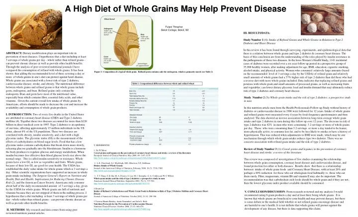 a high diet of whole grains may help prevent disease