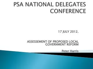 PSA NATIONAL DELEGATES CONFERENCE