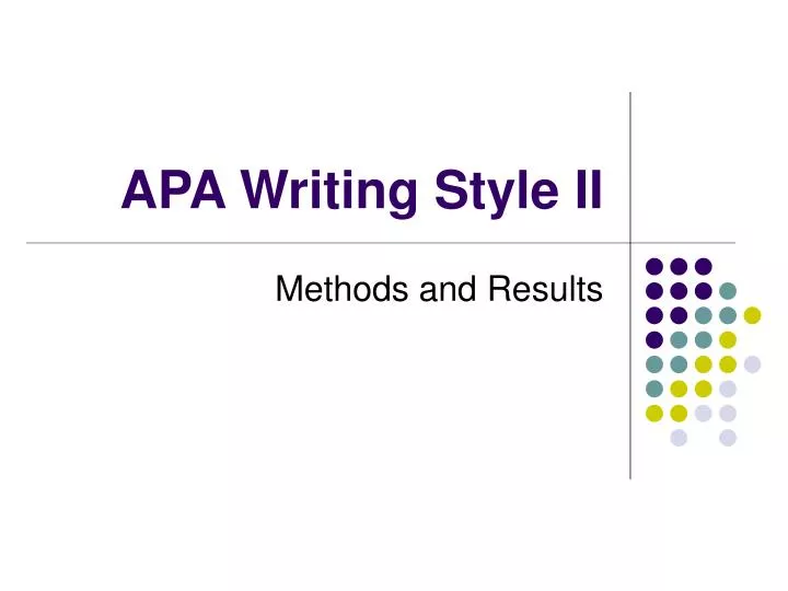 apa writing style ii