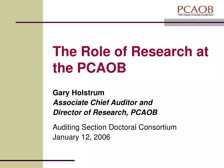 the role of research at the pcaob