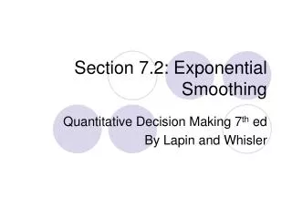 Section 7.2: Exponential Smoothing