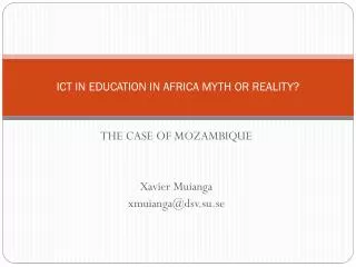ICT IN EDUCATION IN AFRICA MYTH OR REALITY?
