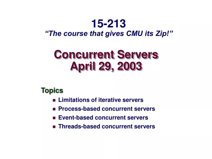 concurrent servers april 29 2003