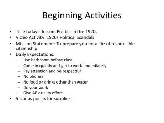 Beginning Activities