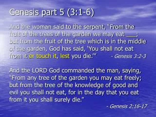 Genesis part 5 (3:1-6)