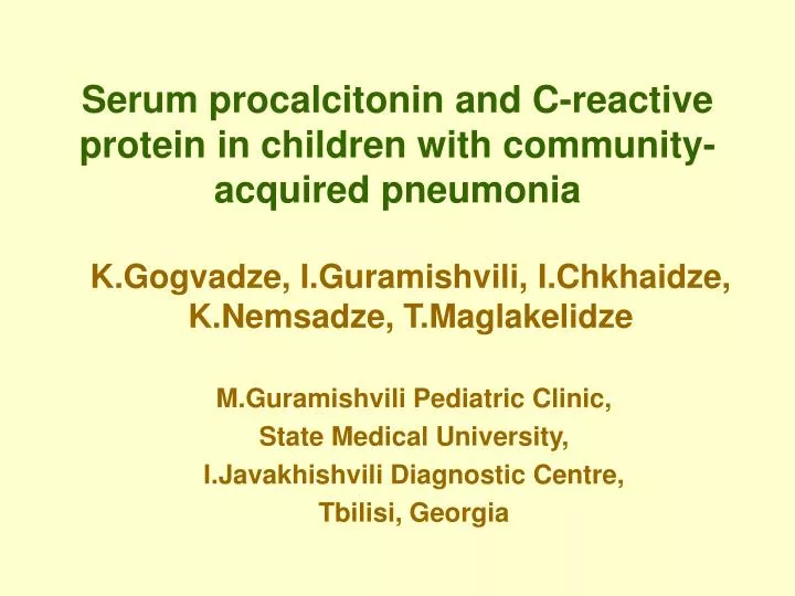 serum procalcitonin and c reactive protein in children with community acquired pneumonia