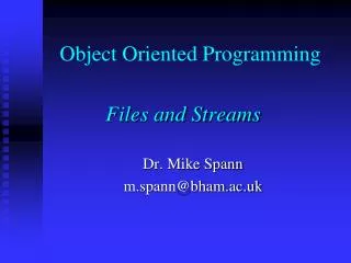 Object Oriented Programming