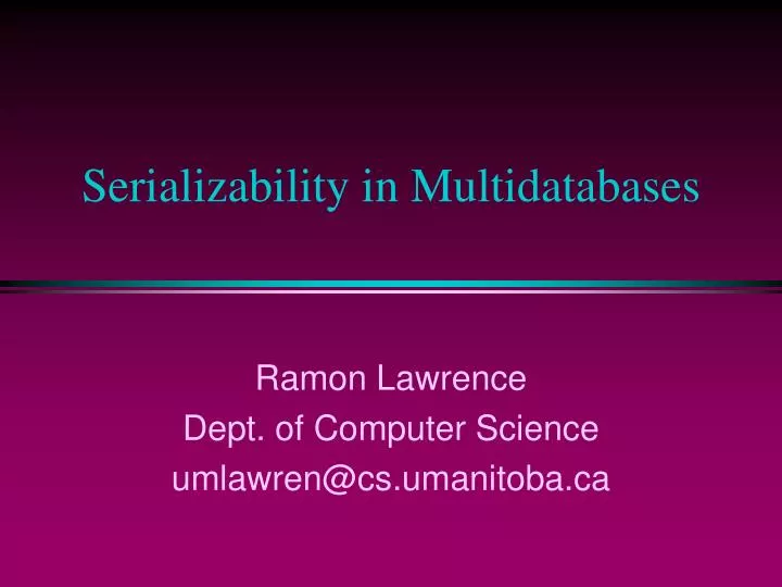 serializability in multidatabases